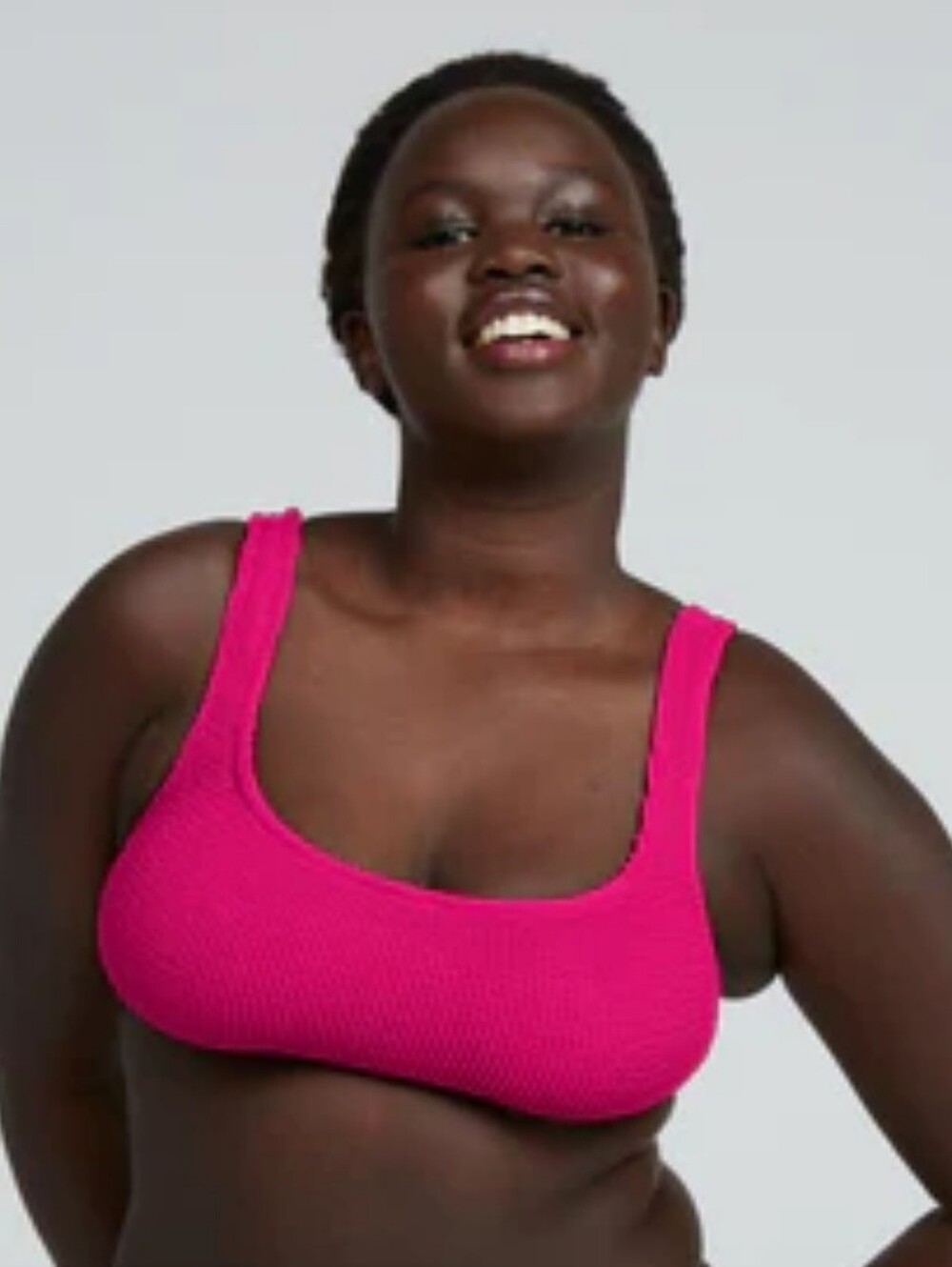 Youswim Textured Eva Swim Top Scoop Bikini Top in Hot Pink